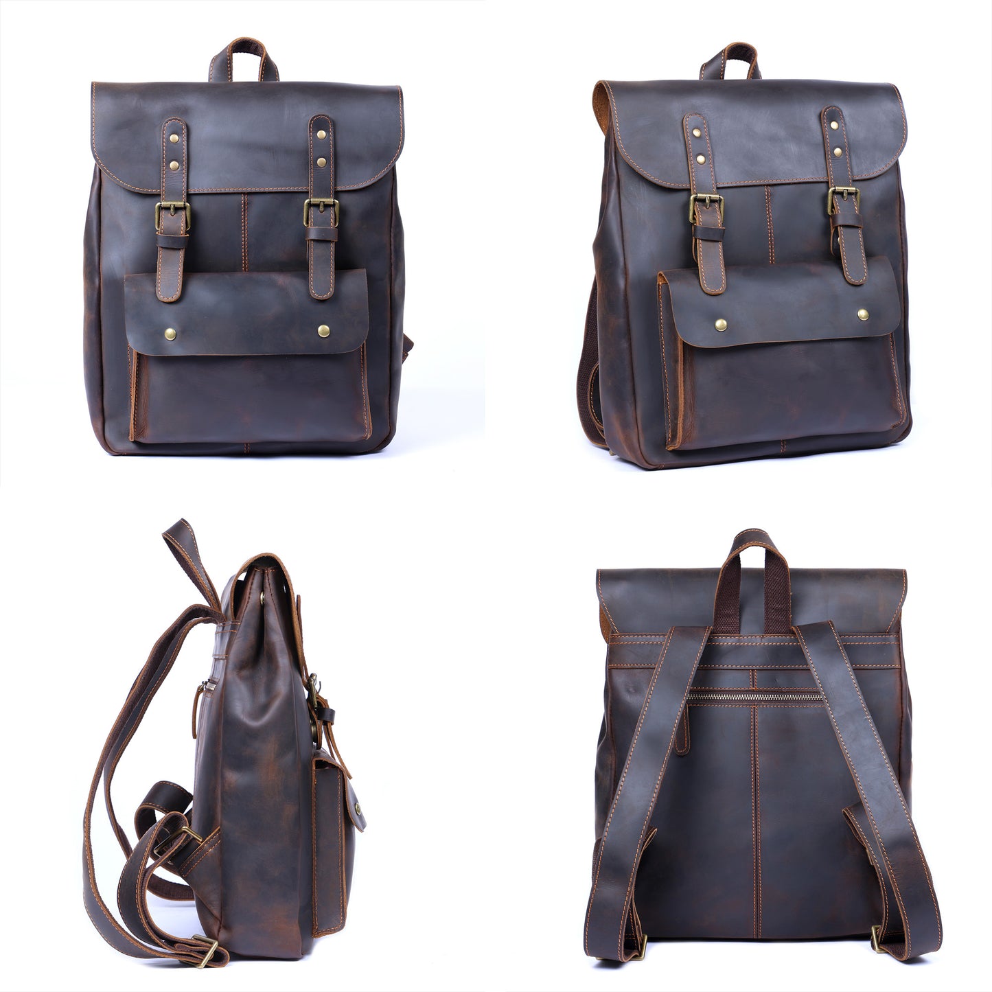 Men's Vintage Leather Backpack | Full Grain Leather | Laptop Daypack