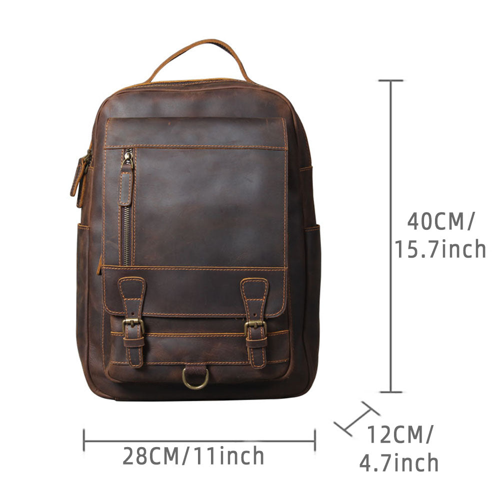 Men's Vintage Leather Backpack |  Full Grain Leather | Laptop Daypack