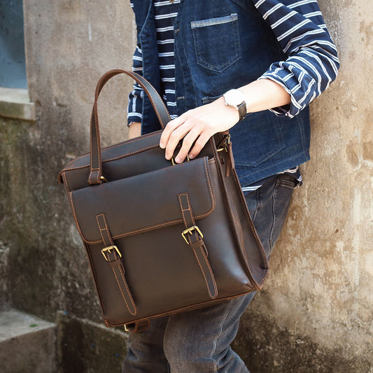 Vintage Leather Backpack For Men |  Full Grain Leather | Single/Shoulder & Double Straps Daypack
