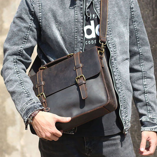 Vintage Leather Backpack For Men |  Full Grain Leather | Single/Shoulder & Double Straps Daypack