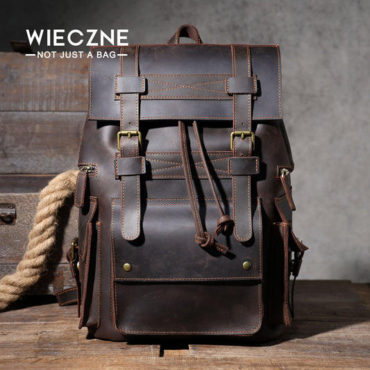Men's Vintage Leather Backpack |  Full Grain Leather | Large Capacity