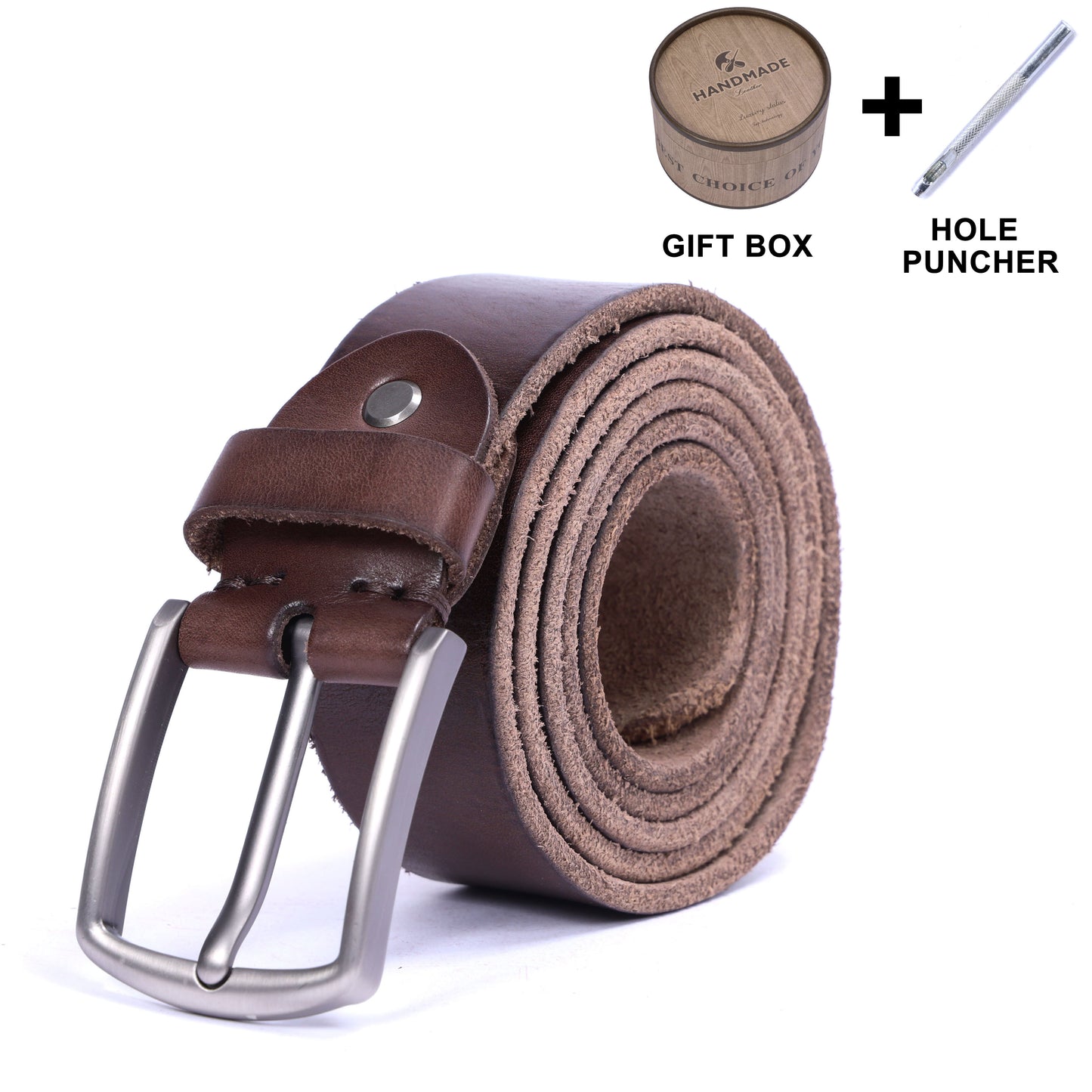 Vintage Genuine Leather Men's Belt | Thick Full Grain Leather