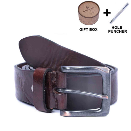 Vintage Genuine Leather Men's Belt | Thick Full Grain Leather