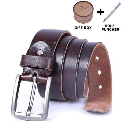 Vintage Genuine Leather Men's Belt | Thick Full Grain Leather