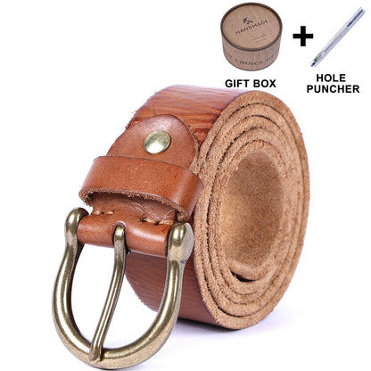 Leather Men's Belt | Genuine Full Grain | Solid Brass Buckle