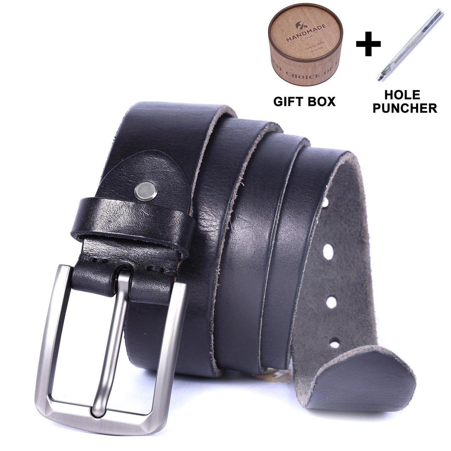 Vintage Genuine Leather Men's Belt | Thick Full Grain Leather