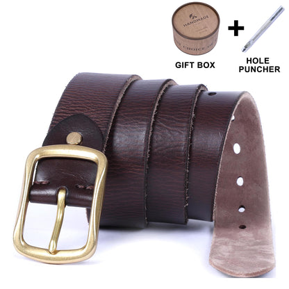 Leather Men's Belt | Genuine Full Grain | Solid Brass Buckle