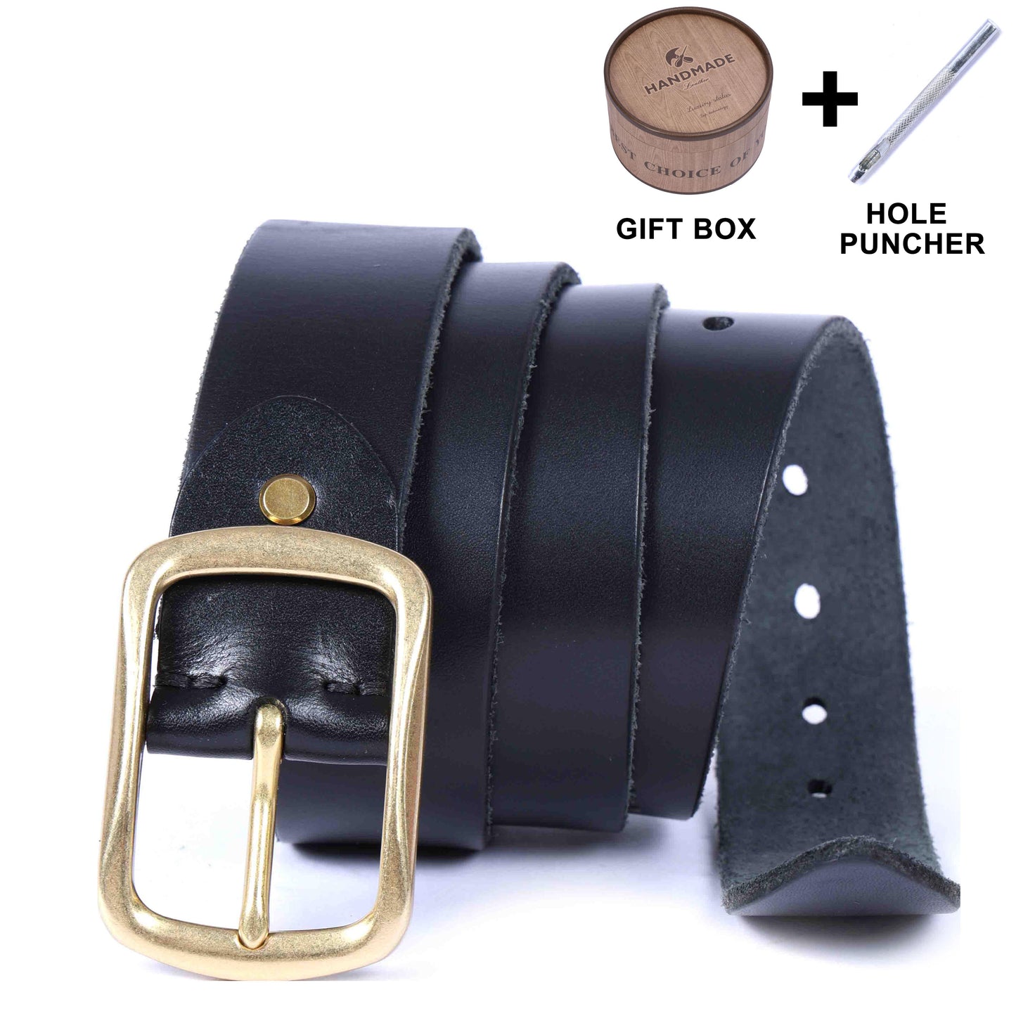 Leather Men's Belt | Genuine Full Grain | Solid Brass Buckle