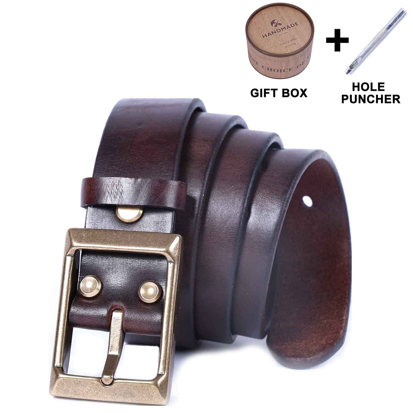 Genuine Leather Men's Belt | Thick Full Grain | Handmade