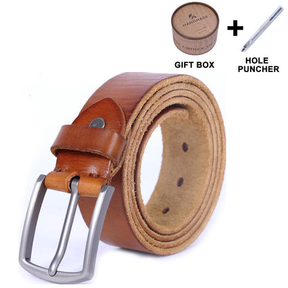 Vintage Genuine Leather Men's Belt | Thick Full Grain Leather