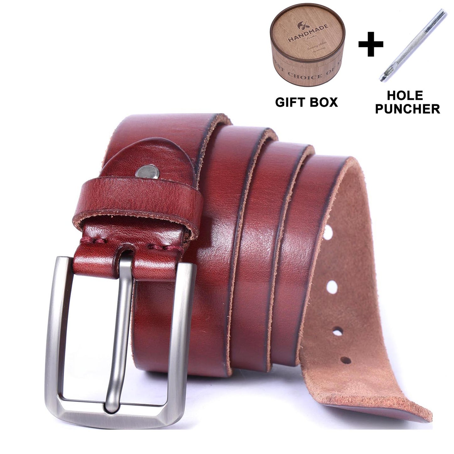 Vintage Genuine Leather Men's Belt | Thick Full Grain Leather