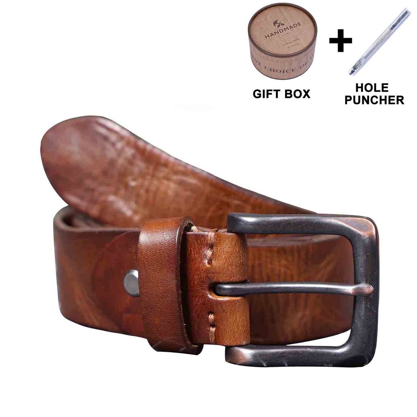 Vintage Genuine Leather Men's Belt | Thick Full Grain Leather