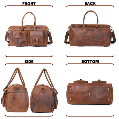 Men's Leather Duffel Bag | Vintage Full Grain Travel Bag