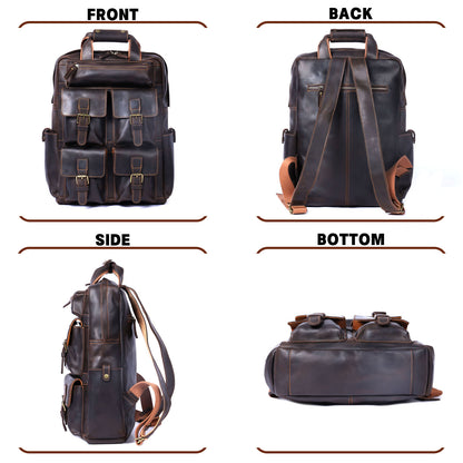 Men's Vintage Leather Backpack |  Full Grain Leather | Daypack