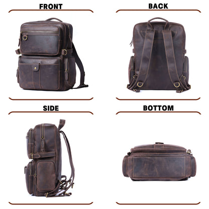 Men's Vintage Leather Backpack |  Full Grain Leather | Daypack