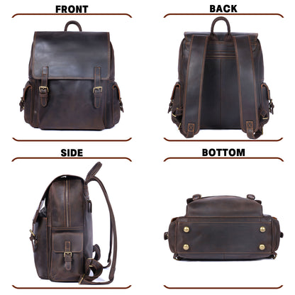 Men's Vintage Leather Backpack |  Full Grain Leather | Daypack