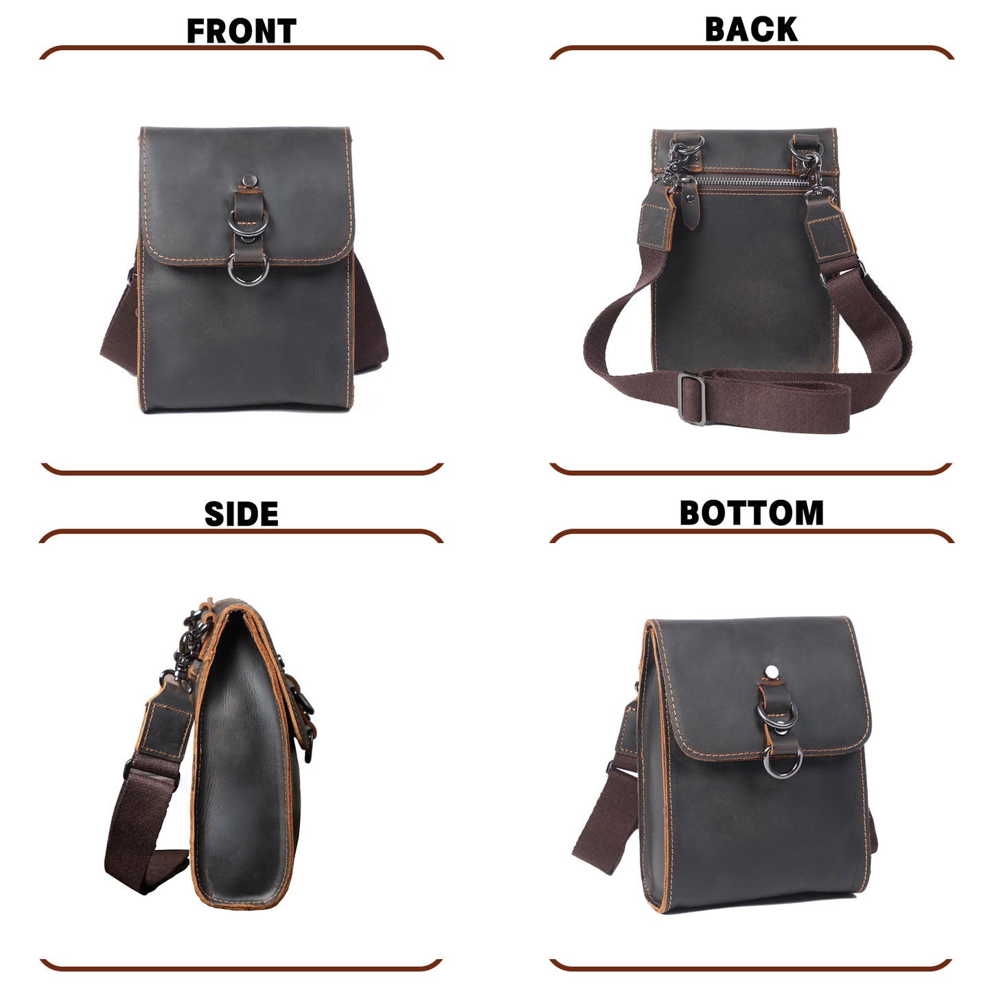 Men's Leather Shoulder Bags |  Full Grain Leather | Handmade