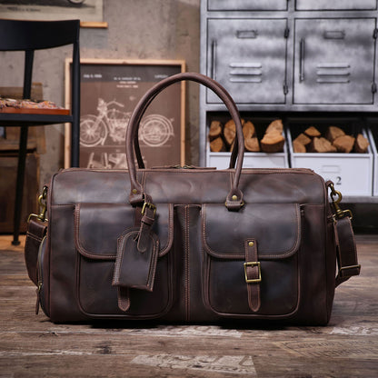 Men's Leather Duffel Bag | Vintage Full Grain Travel Bag