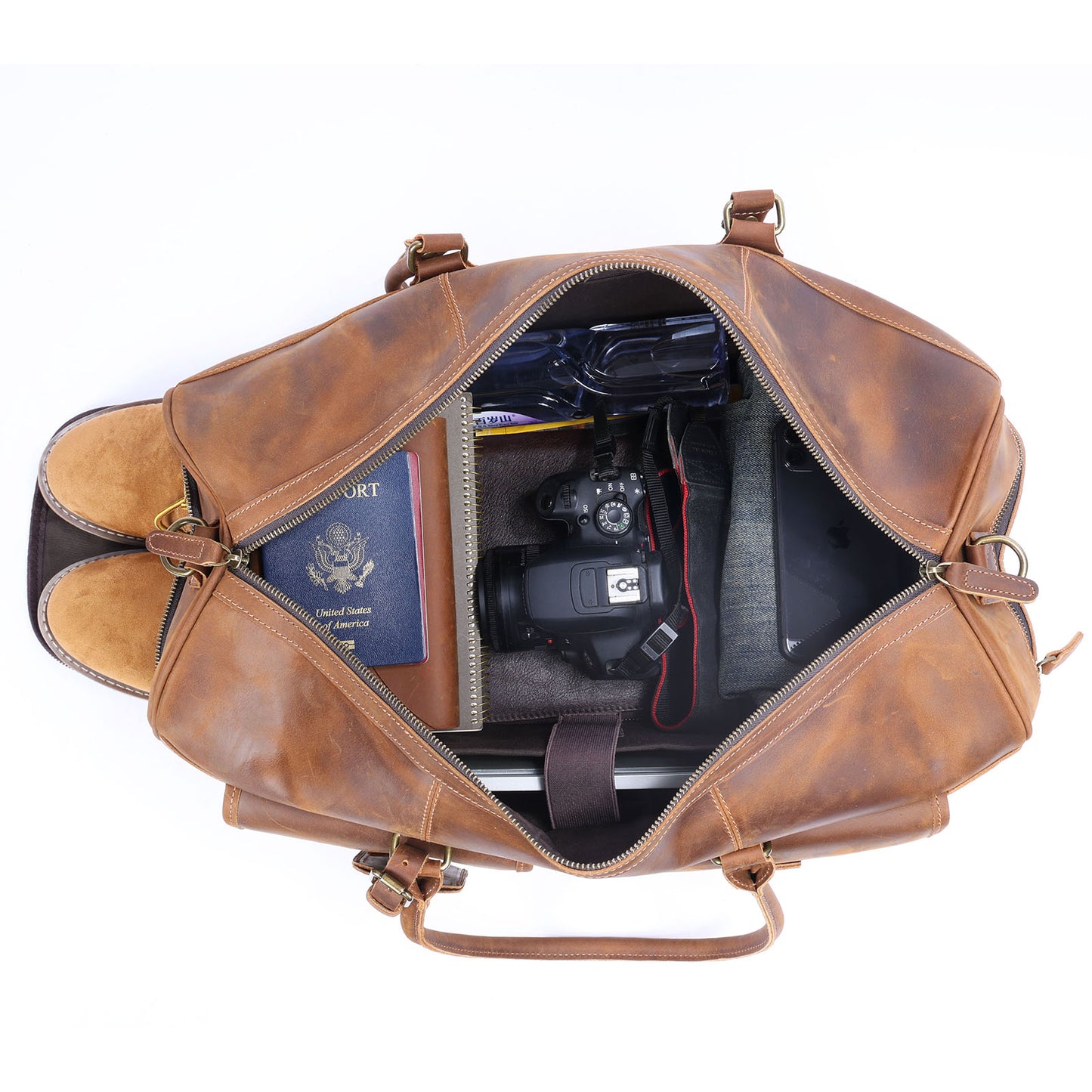 Men's Leather Duffel Bag | Vintage Full Grain Travel Bag