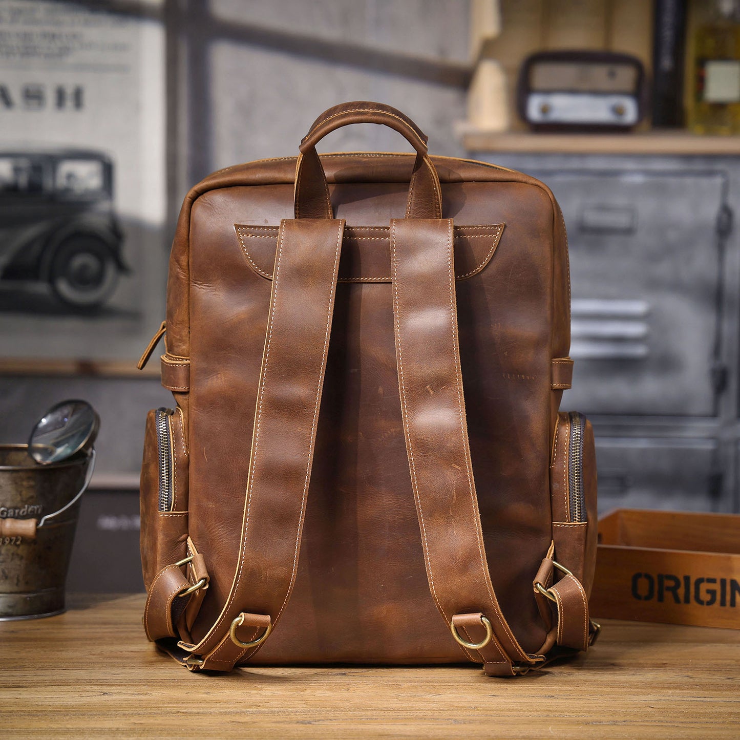 Men's Vintage Leather Backpack |  Full Grain Leather | Daypack