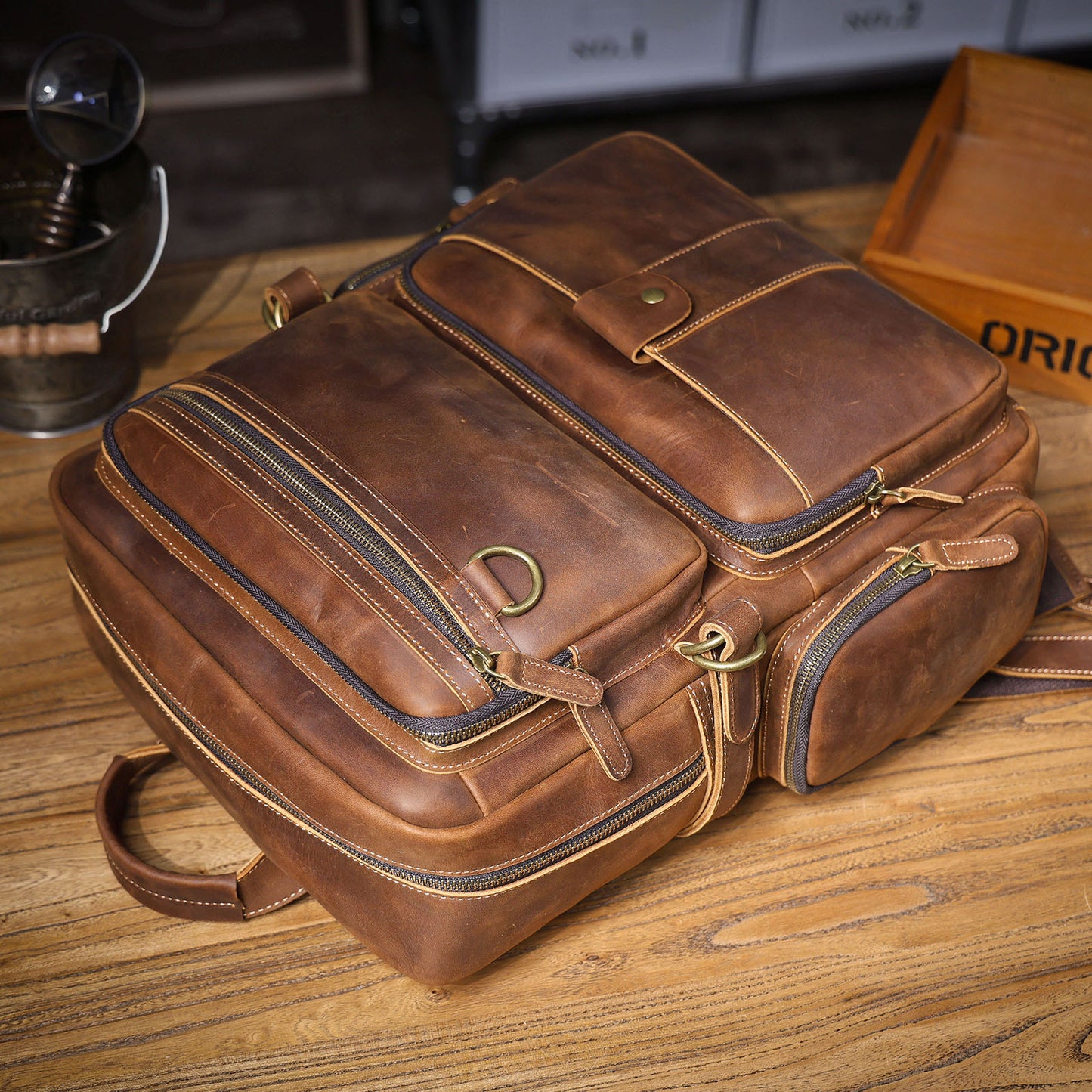 Men's Vintage Leather Backpack |  Full Grain Leather | Daypack