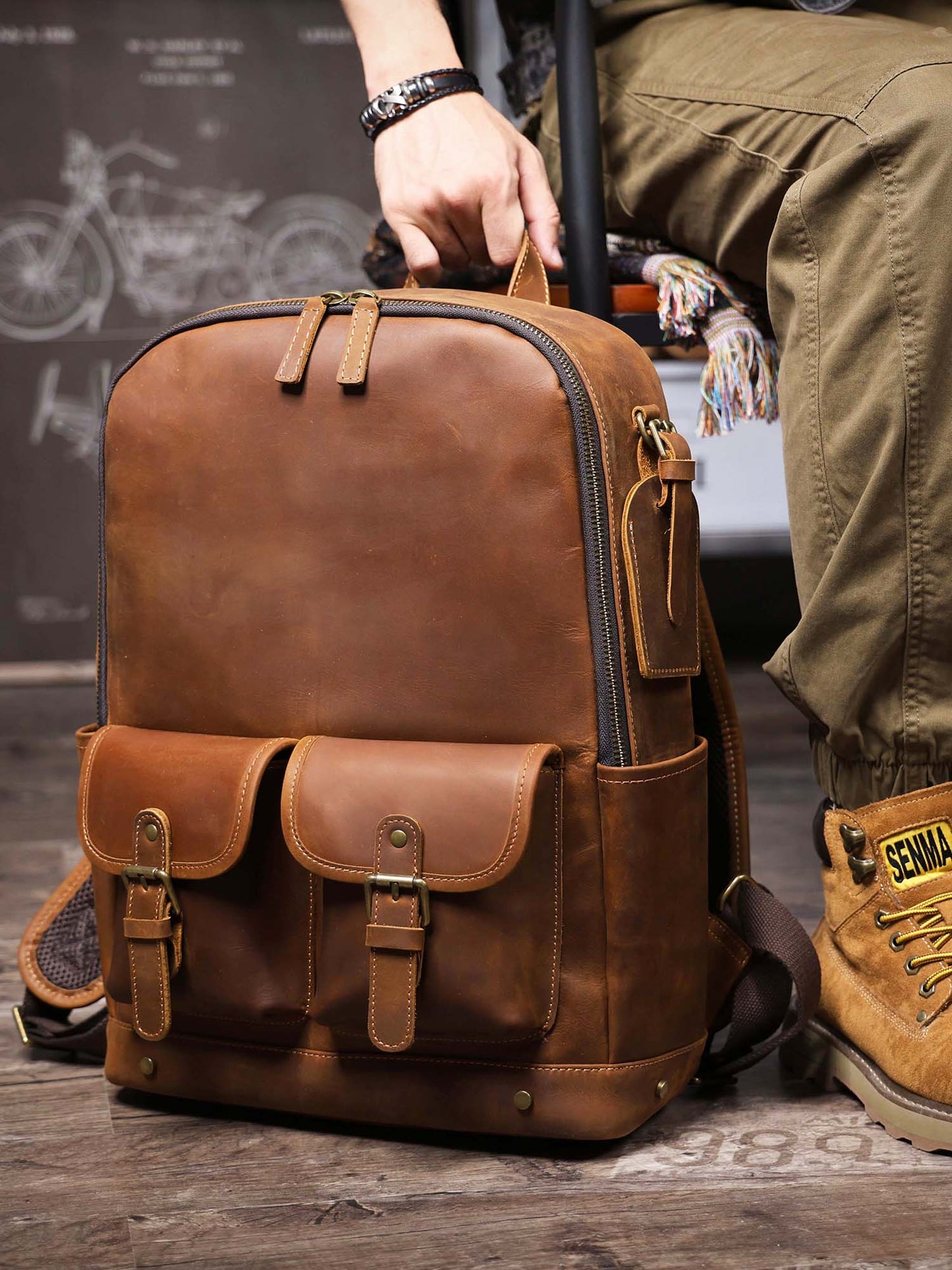 Vintage Genuine Leather Backpack For Men |  |  Full Grain Leather | Travel Daypack