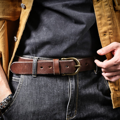 Leather Men's Belt | Genuine Full Grain | Solid Brass Buckle