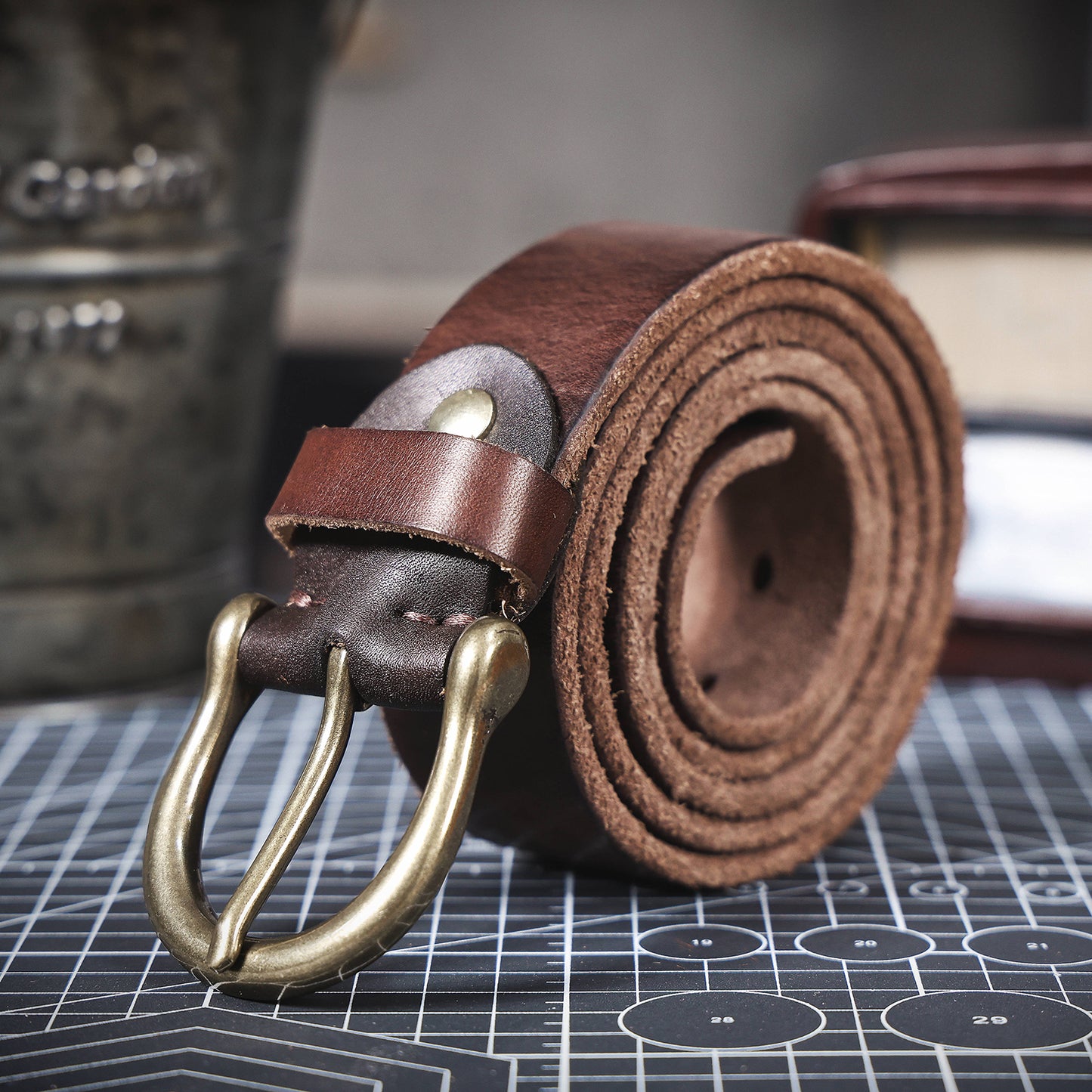 Leather Men's Belt | Genuine Full Grain | Solid Brass Buckle