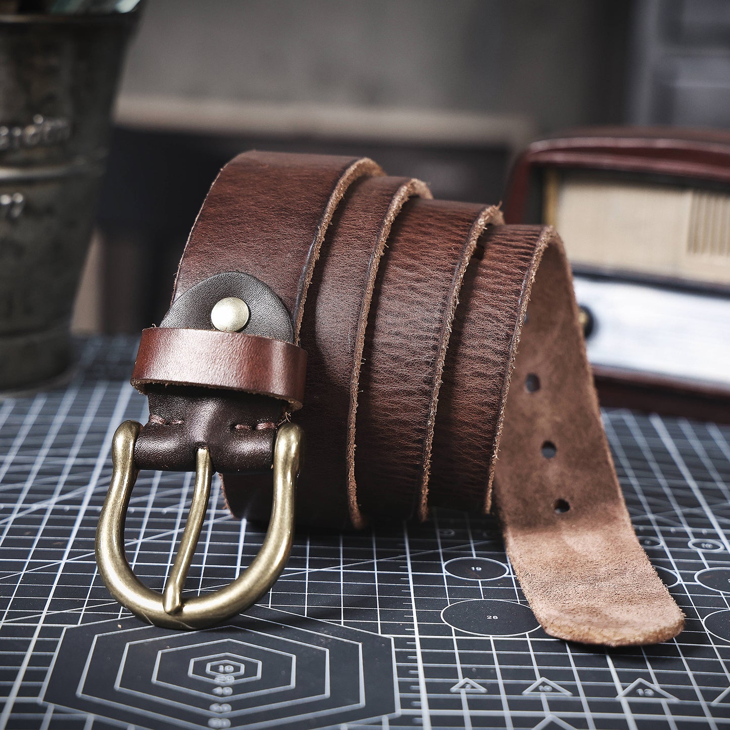 Leather Men's Belt | Genuine Full Grain | Solid Brass Buckle