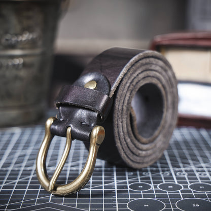 Leather Men's Belt | Genuine Full Grain | Solid Brass Buckle