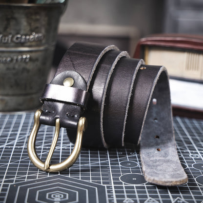 Leather Men's Belt | Genuine Full Grain | Solid Brass Buckle