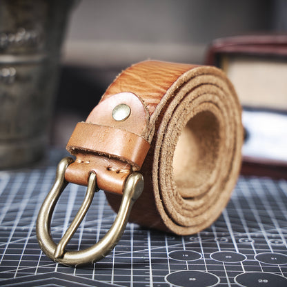 Leather Men's Belt | Genuine Full Grain | Solid Brass Buckle