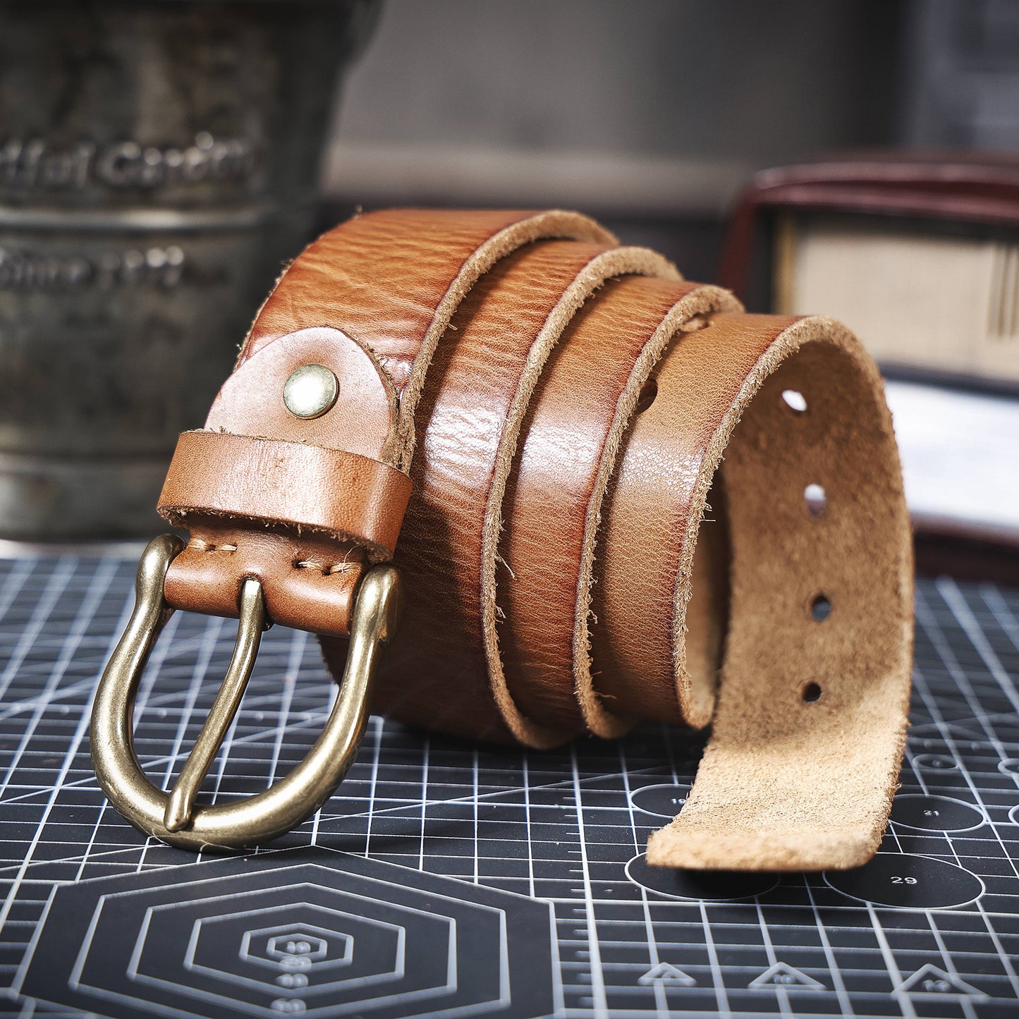 Leather Men's Belt | Genuine Full Grain | Solid Brass Buckle