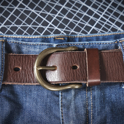 Leather Men's Belt | Genuine Full Grain | Solid Brass Buckle