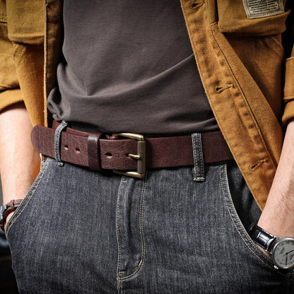 Leather Men's Belt | Genuine Full Grain | Solid Brass Buckle