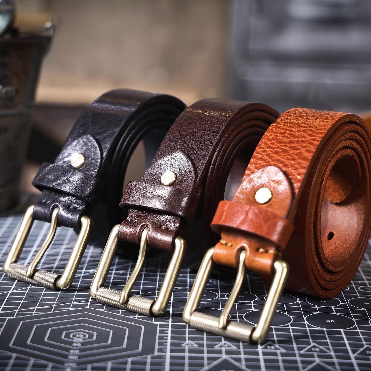 Leather Men's Belt | Genuine Full Grain | Solid Brass Buckle