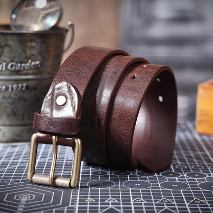 Leather Men's Belt | Genuine Full Grain | Solid Brass Buckle