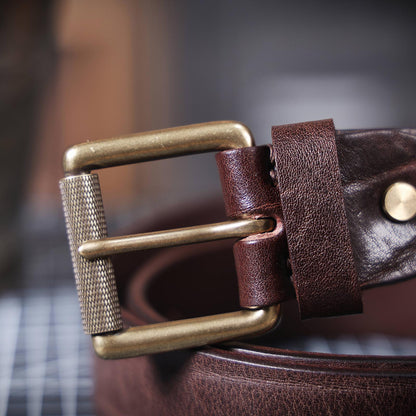 Leather Men's Belt | Genuine Full Grain | Solid Brass Buckle