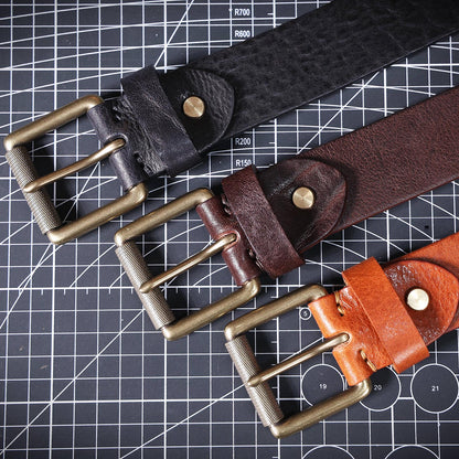 Leather Men's Belt | Genuine Full Grain | Solid Brass Buckle