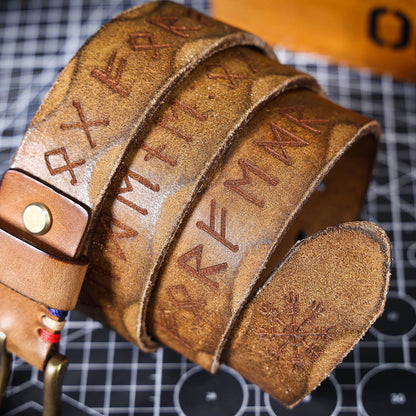 Vintage Genuine Leather Men's Belt | Thick Full Grain | Solid Brass Buckle