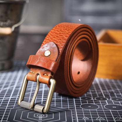 Leather Men's Belt | Genuine Full Grain | Solid Brass Buckle