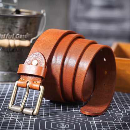 Leather Men's Belt | Genuine Full Grain | Solid Brass Buckle