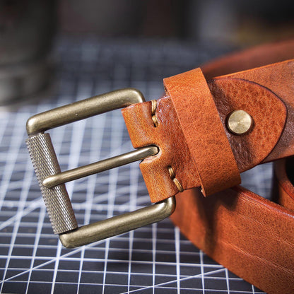 Leather Men's Belt | Genuine Full Grain | Solid Brass Buckle