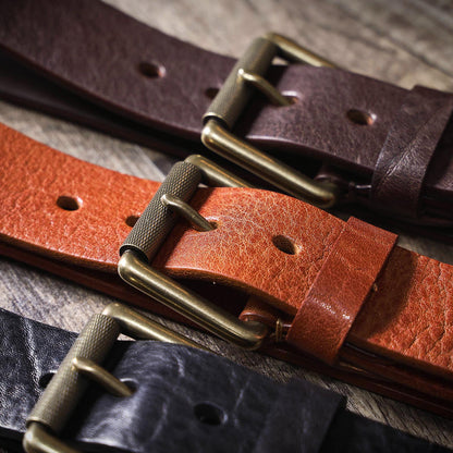 Leather Men's Belt | Genuine Full Grain | Solid Brass Buckle