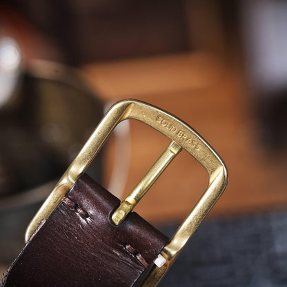 Leather Men's Belt | Genuine Full Grain | Solid Brass Buckle