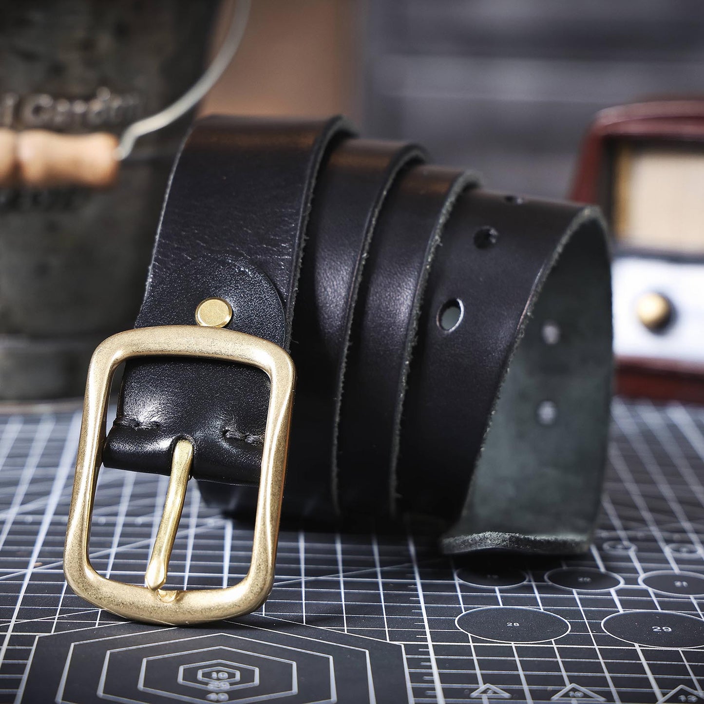 Leather Men's Belt | Genuine Full Grain | Solid Brass Buckle