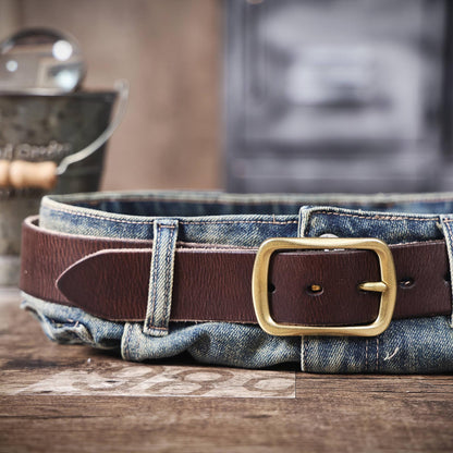 Leather Men's Belt | Genuine Full Grain | Solid Brass Buckle