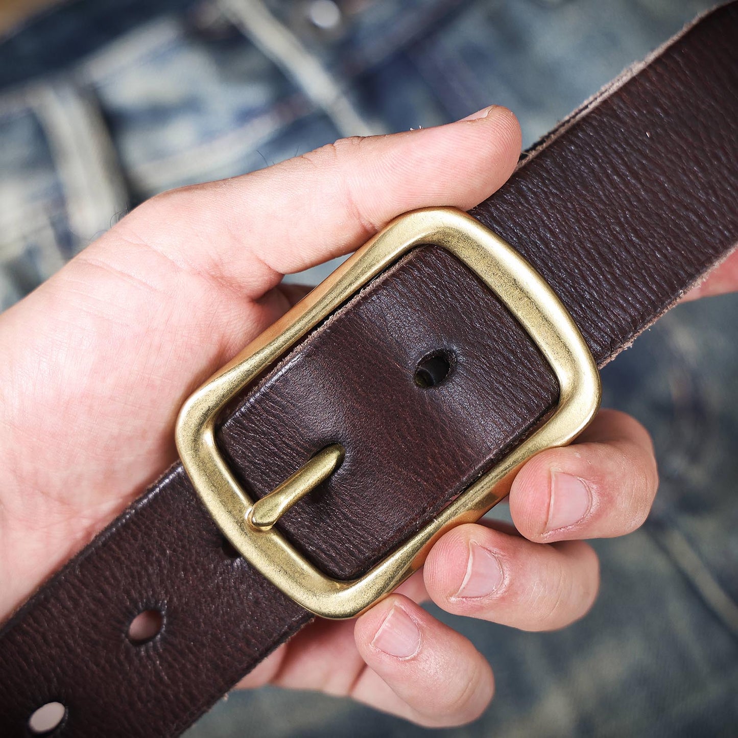 Leather Men's Belt | Genuine Full Grain | Solid Brass Buckle