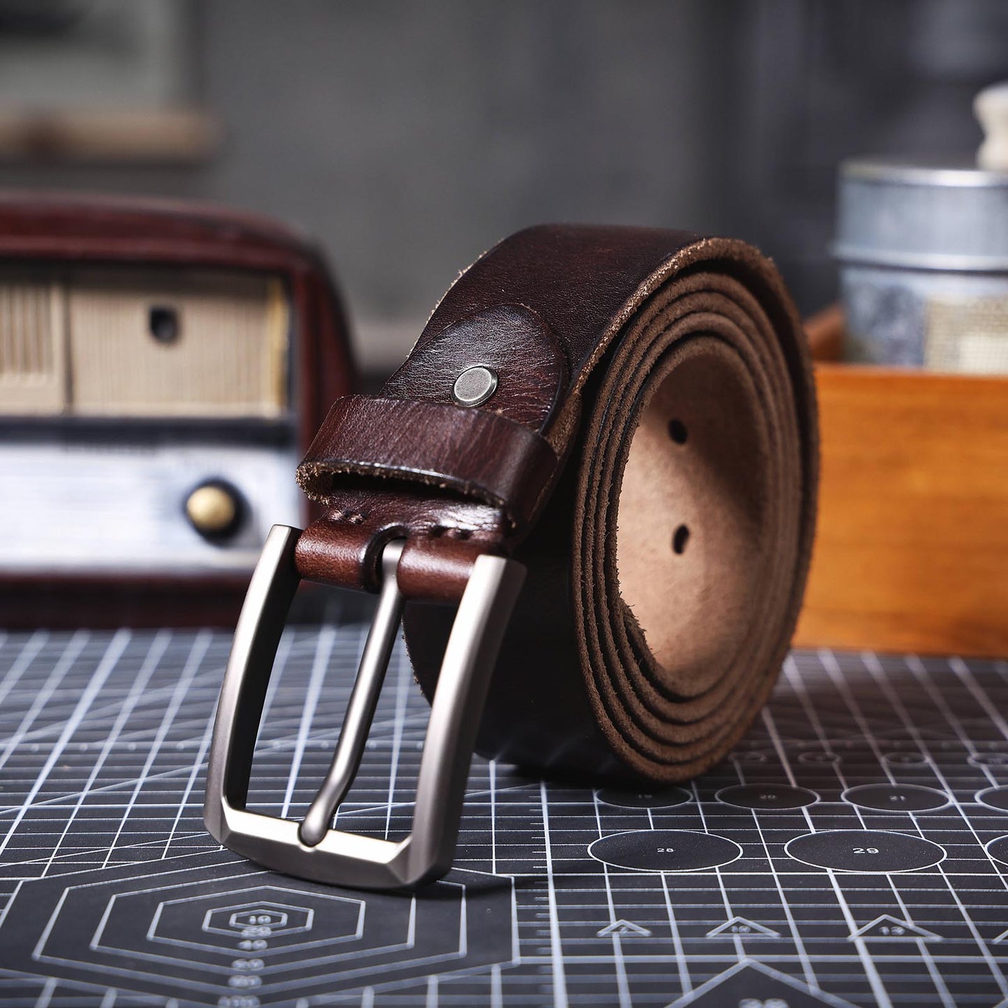 Vintage Genuine Leather Men's Belt | Thick Full Grain Leather