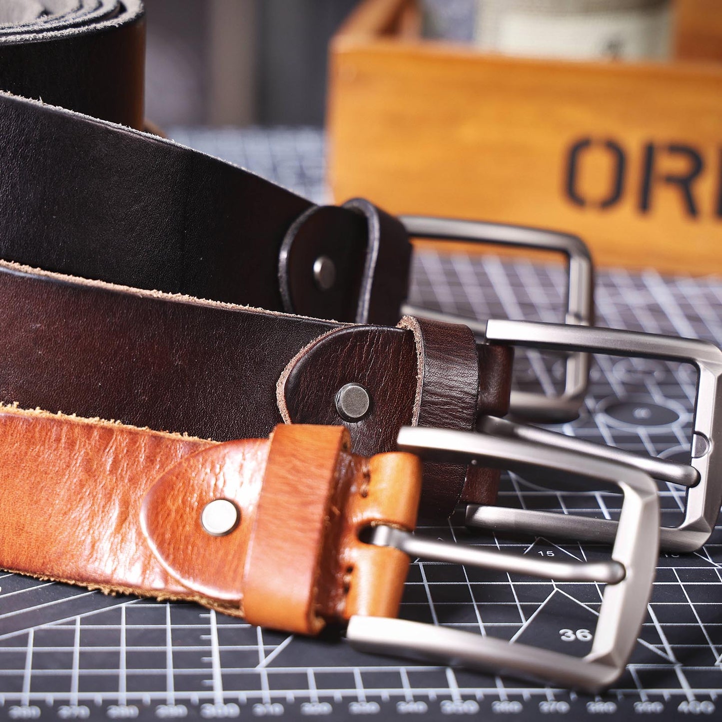 Vintage Genuine Leather Men's Belt | Thick Full Grain Leather